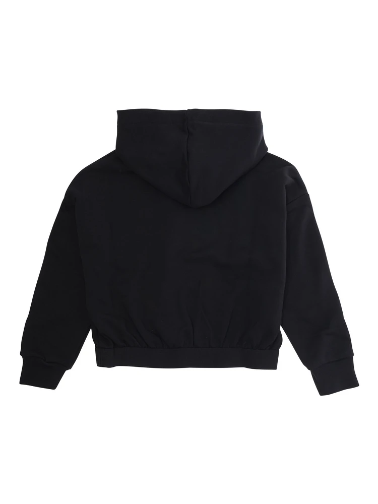 Black Sweatshirt with Fixed Hood and Embroidered Logo on Front in Cotton Girl alternative