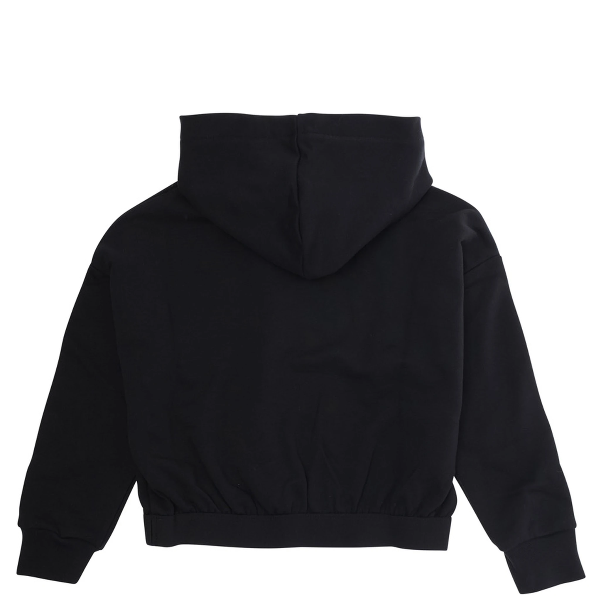Black Sweatshirt with Fixed Hood and Embroidered Logo on Front in Cotton Girl