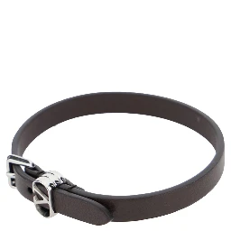 Brown Bracelet with VLogo Buckle Closure in Leather Man