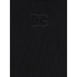 Black Sleeveless Top with Logo Embroidery on the Front and Ribbed Knit in Cotton Man