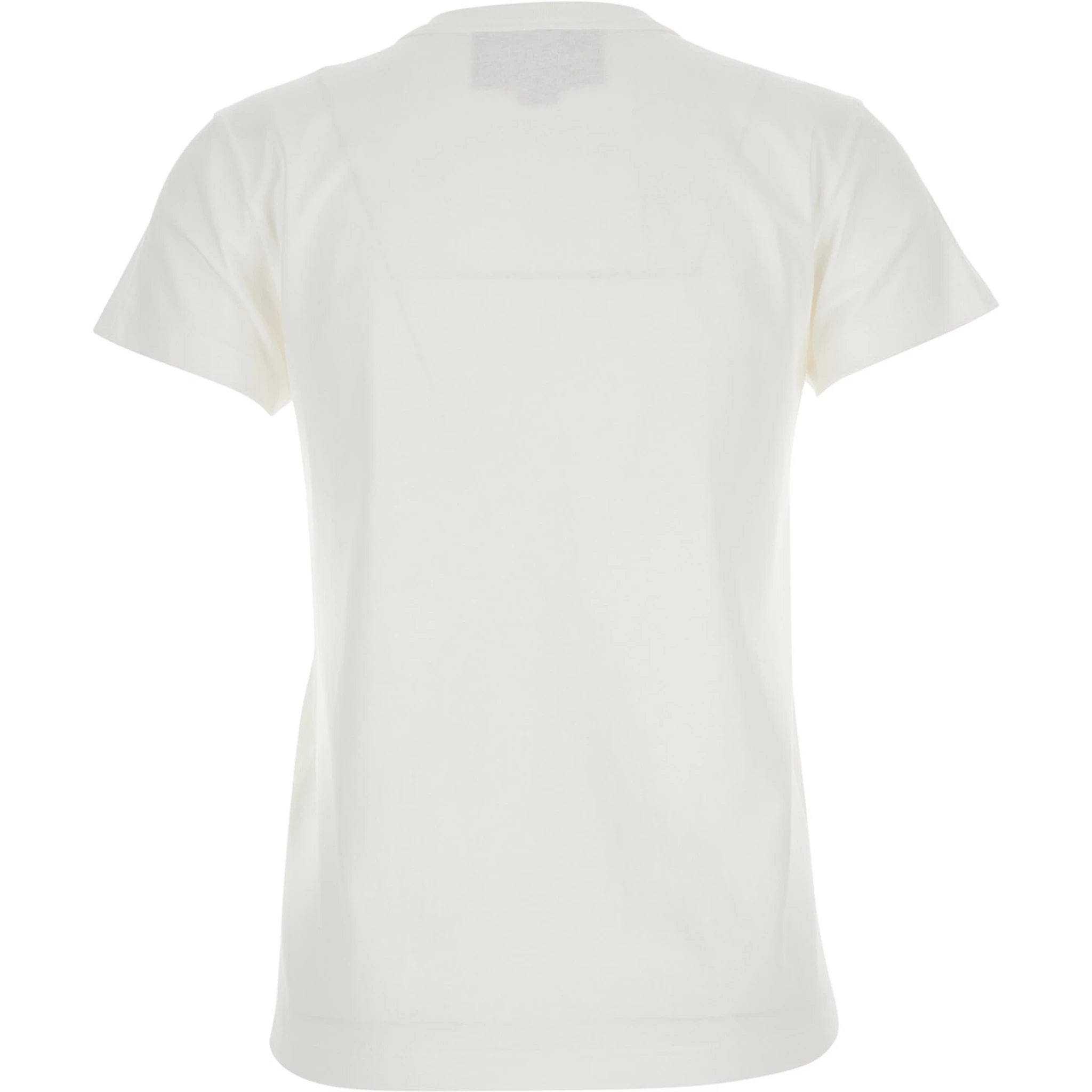 White Crew Neck T-Shirt with Front Embroidery in Cotton Jersey Woman
