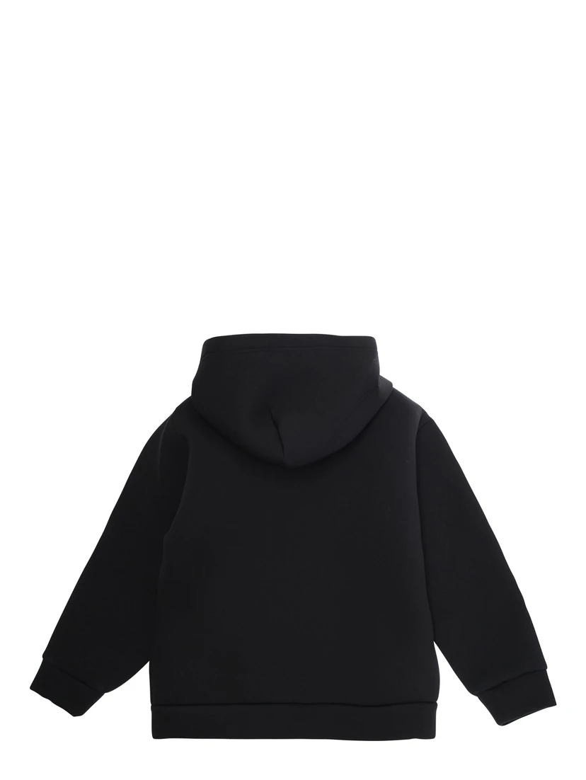 Black Hoodie with Logo Lettering on the Front in Cotton Boy