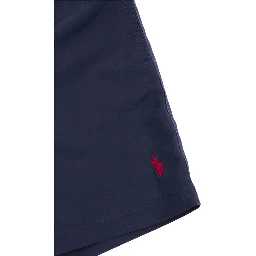 Blue Swim Trunks with Pony Embroidery in Tech Fabric Boy