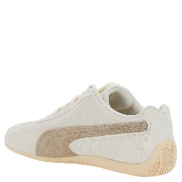 Speedcat White Sneakers with Logo Print on the Side and Logo Lettering on the Side in Suede Unisex