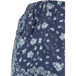 Blue Swimsuit with Elasticated Waist and All-Over FF Motif in Tech Fabric Man