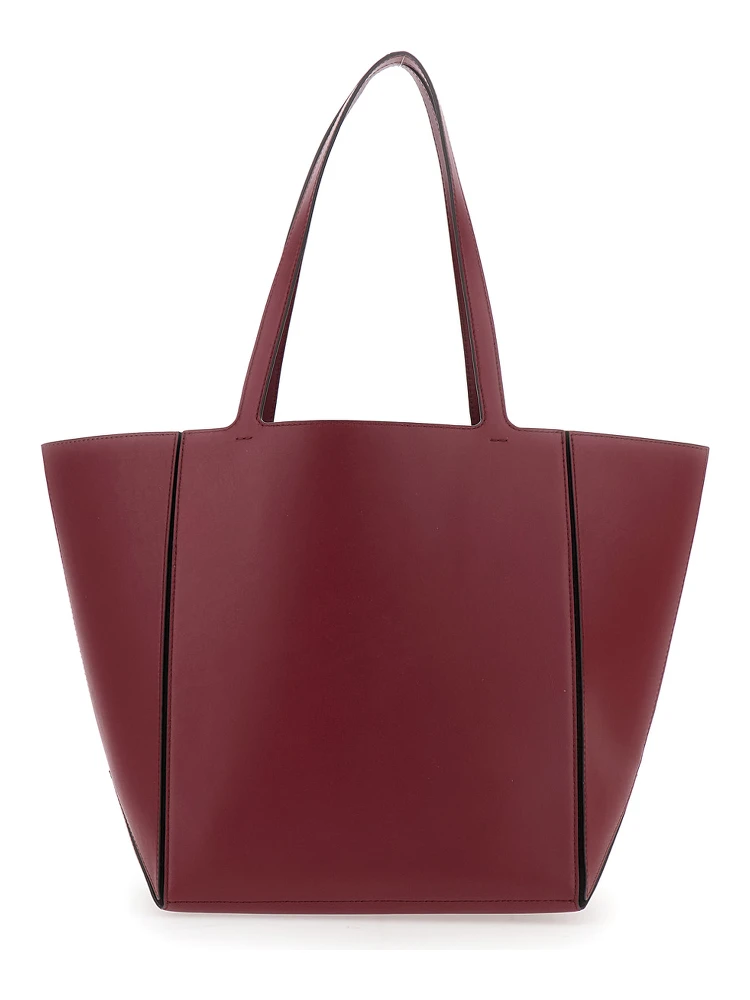 Jordi Bordeaux Tote Bag with Tonal Logo Lettering on the Front in Leather Woman alternative
