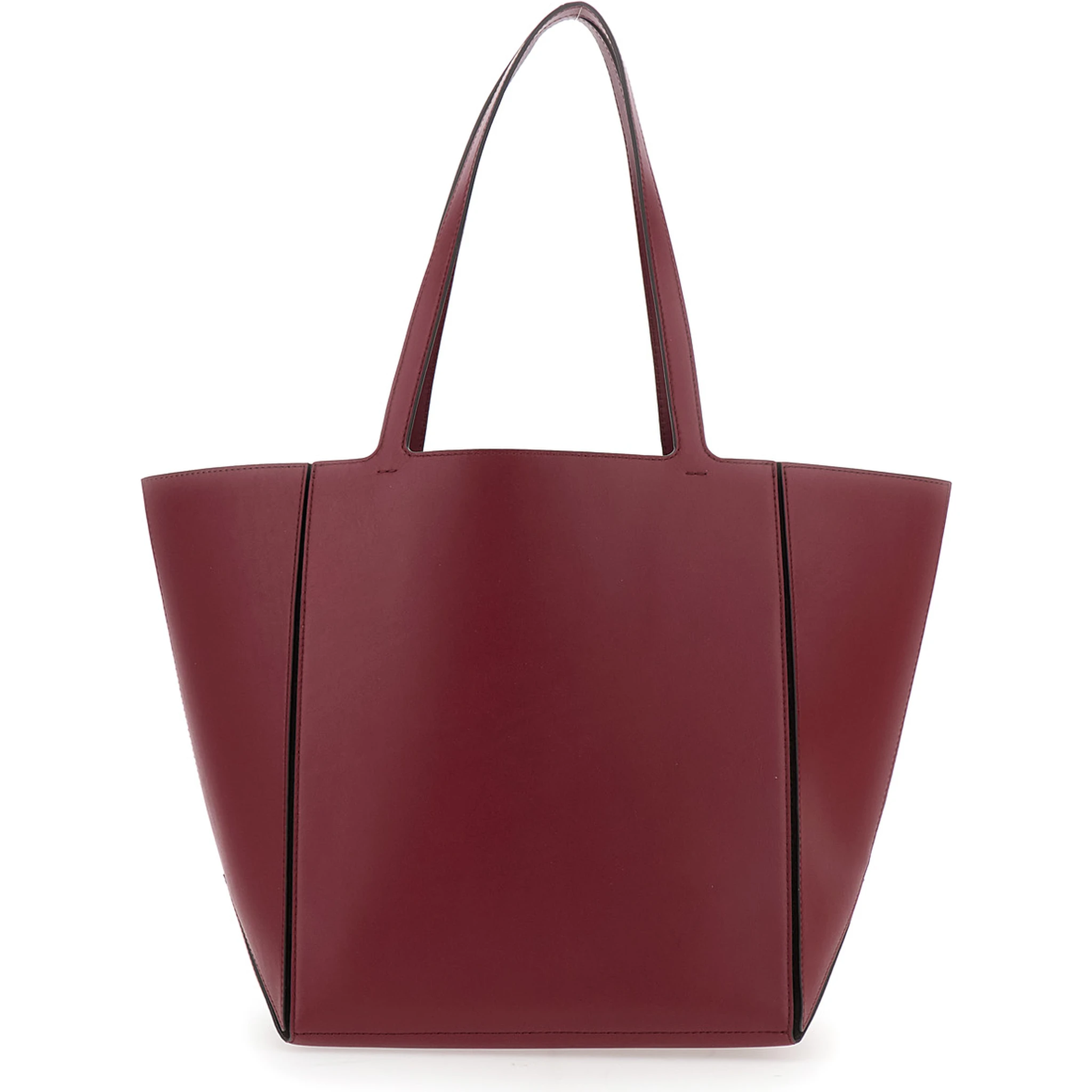 Jordi Bordeaux Tote Bag with Tonal Logo Lettering on the Front in Leather Woman