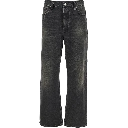 Black Jeans with Belt Loops in Denim Man