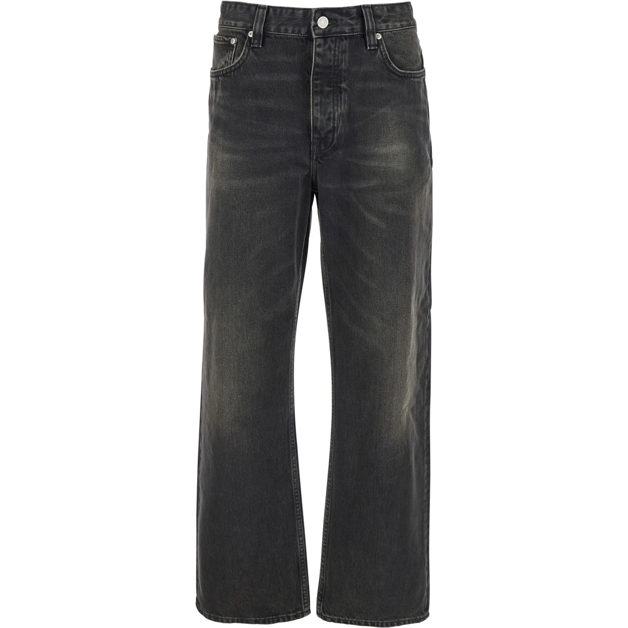 Black Jeans with Belt Loops in Denim Man