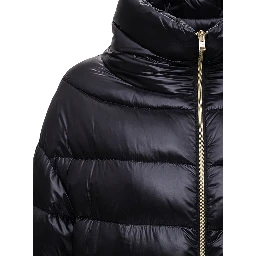 Long Black Nylon Down Jacket