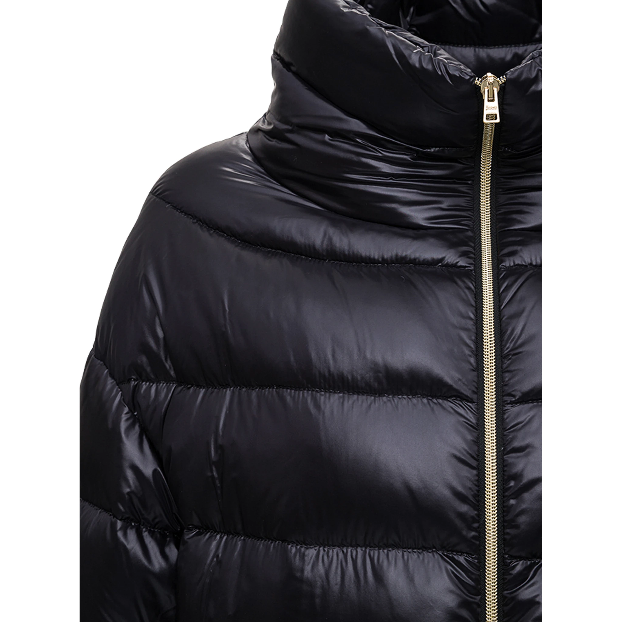Long Black Nylon Down Jacket