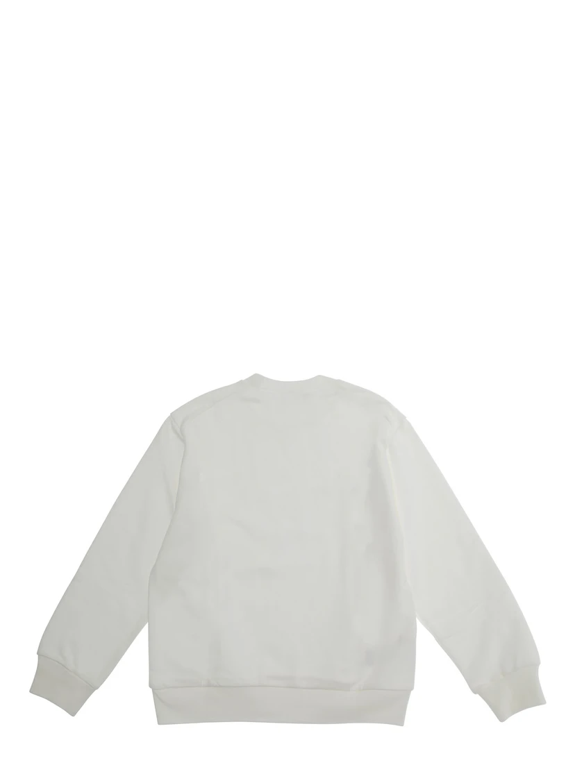 White Sweatshirt with Logo Lettering on the Front in Cotton Boy