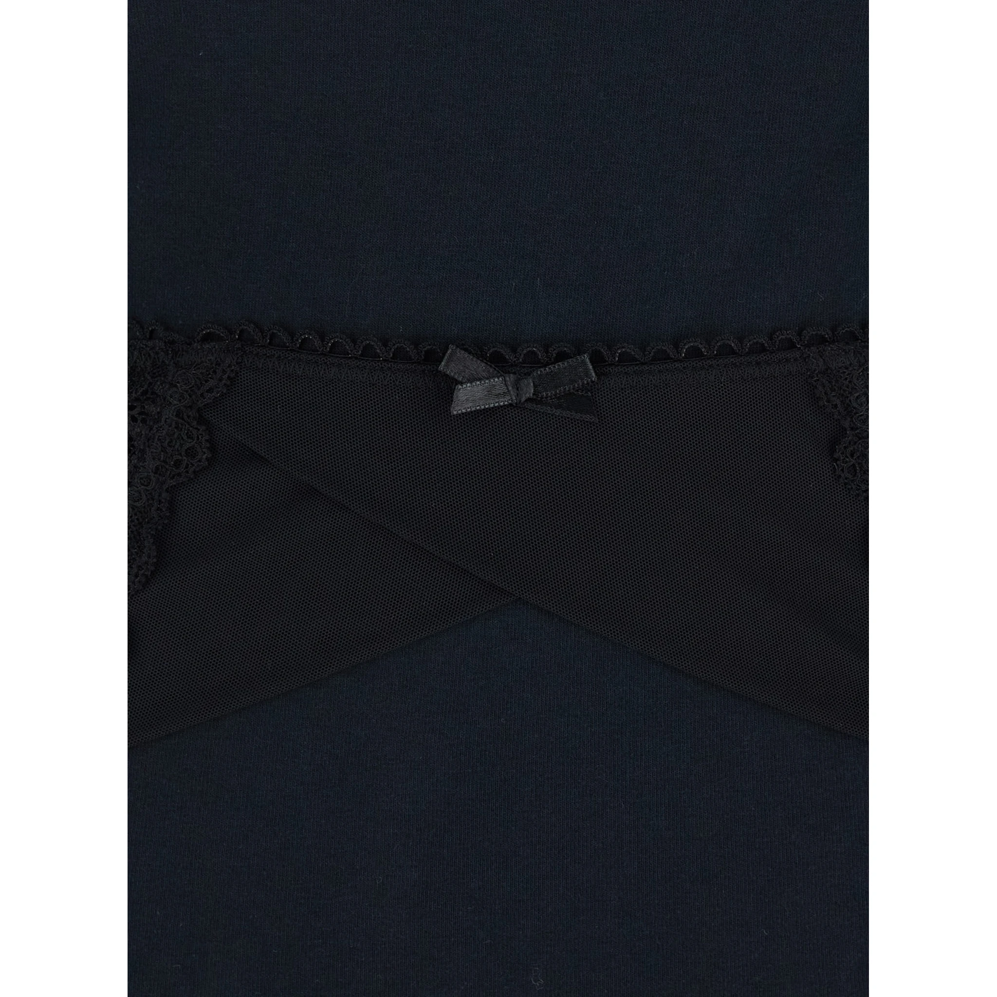 Black Crewneck T-Shirt with Underwear Detail on the Waist in Cotton Woman