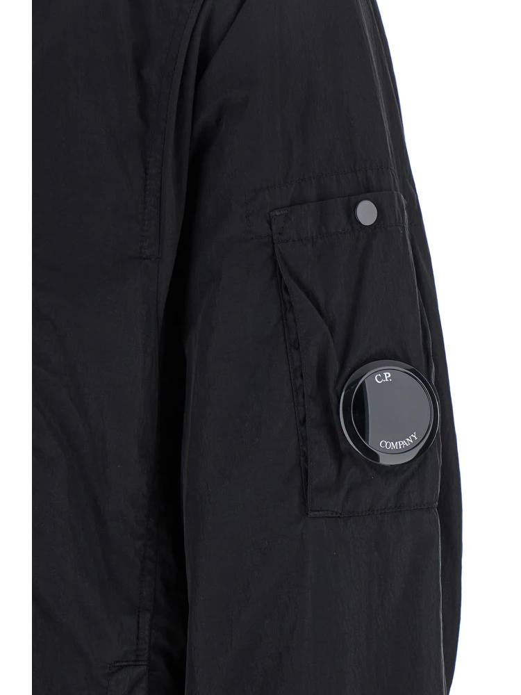 Black Jacket with Classic Collar and Logo Plaque on the Sleeve in Tech Fabric Man alternative