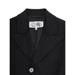 Black Single-breasted Jacket with Classic Lapels in Wool Blend Boy