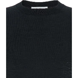 Gerico Black Crewneck Sweater with Short Sleeves in Wool Woman