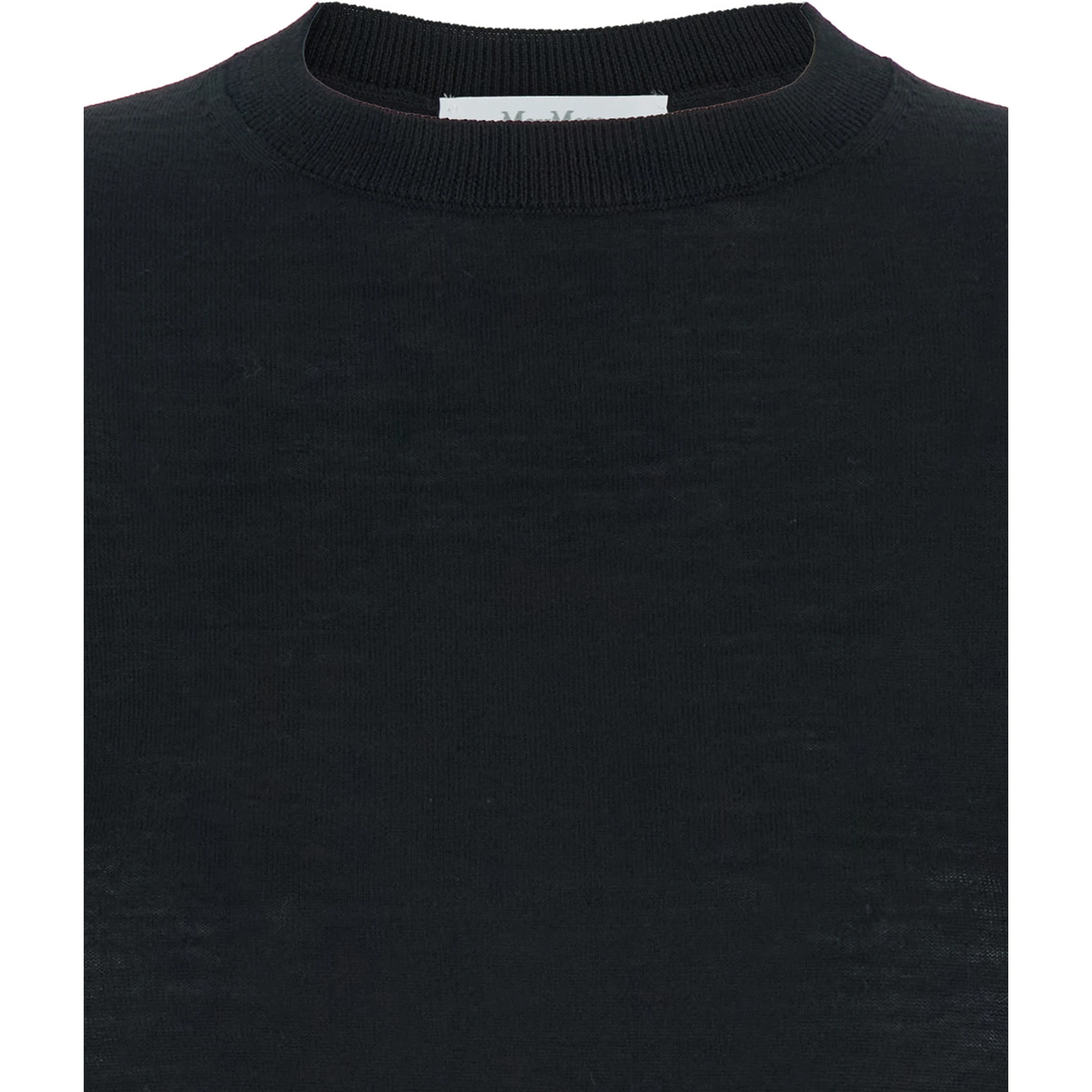 Gerico Black Crewneck Sweater with Short Sleeves in Wool Woman