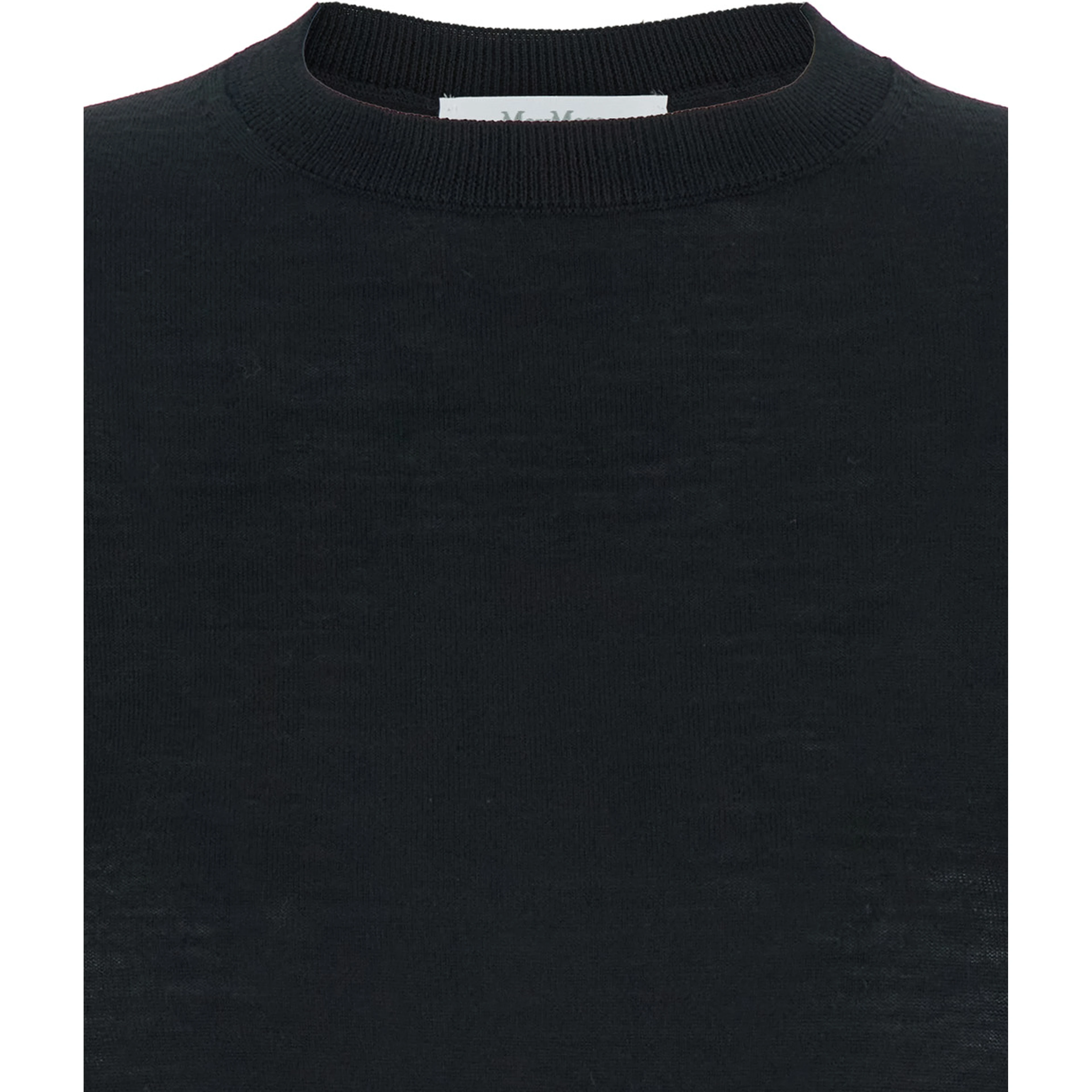 Gerico Black Crewneck Sweater with Short Sleeves in Wool Woman