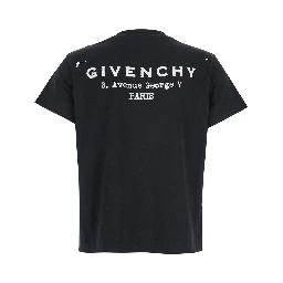 Black Crewneck T-Shirt with Logo Lettering on Front and Rear in Cotton Woman