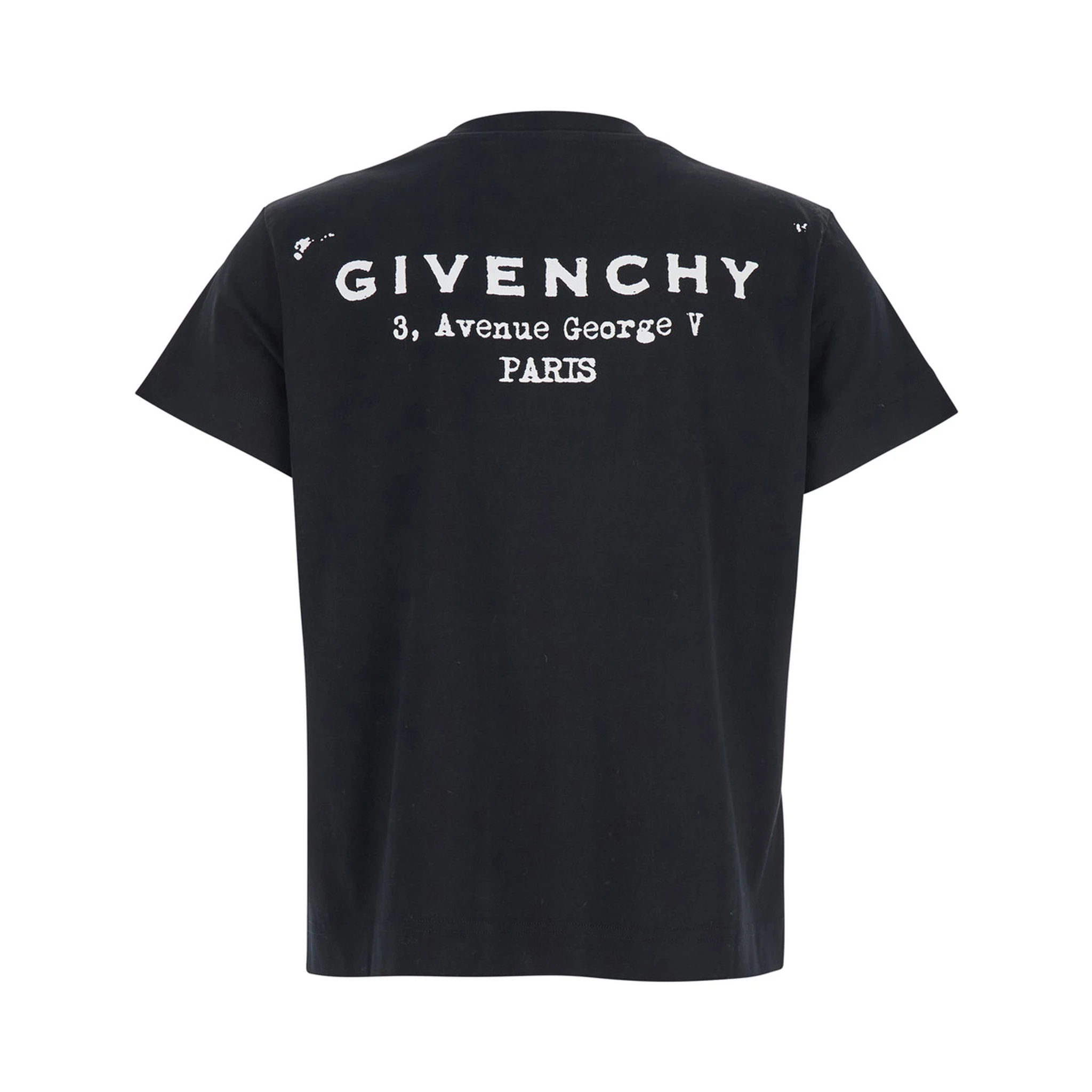 Black Crewneck T-Shirt with Logo Lettering on Front and Rear in Cotton Woman