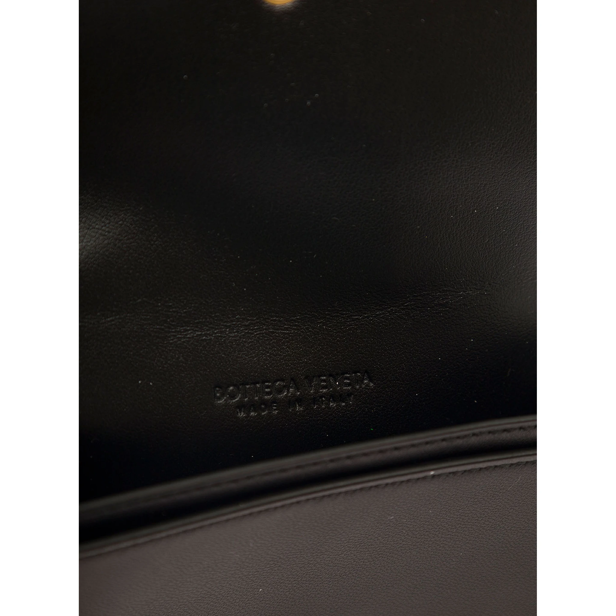 Cassette Black Business Card Case in Intreccio Leather Woman