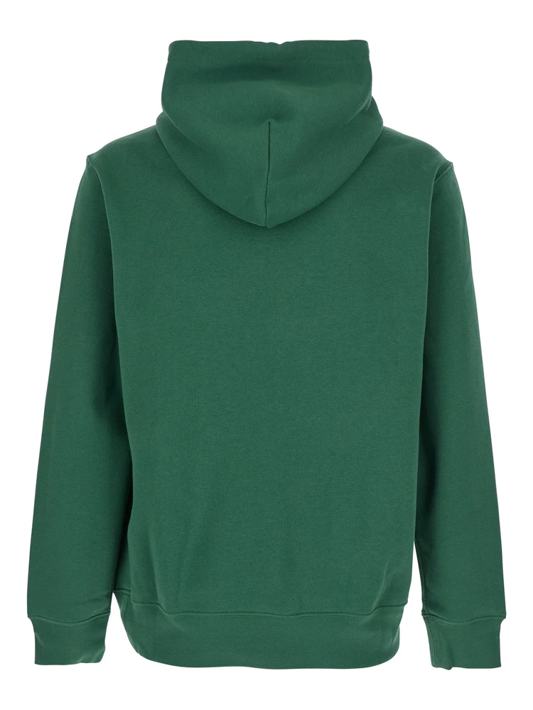 Green Hoodie with Drawstring Hood and Logo Print on the Front in Cotton Blend Man alternative