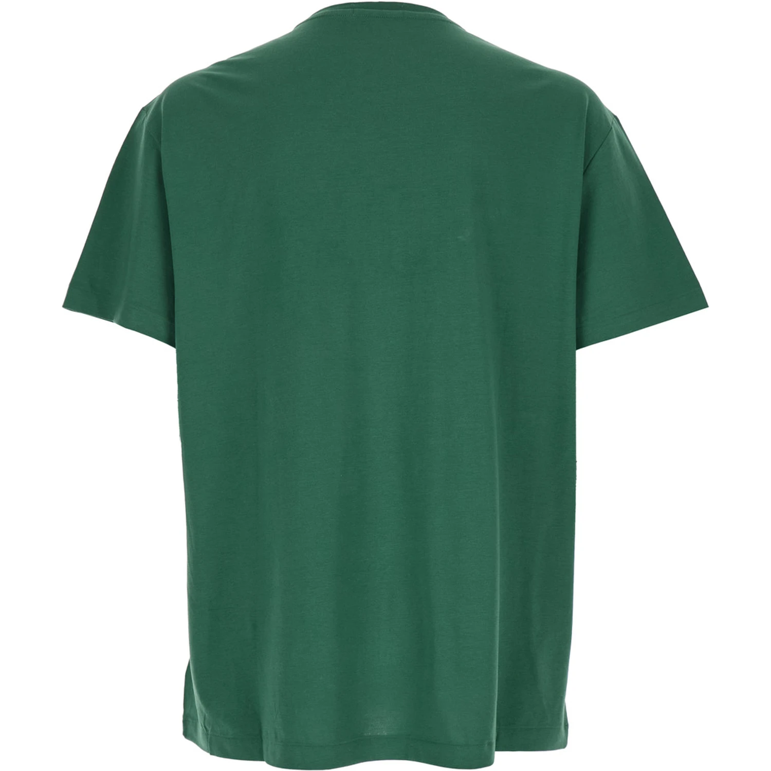 Green Crewneck T-Shirt with Logo Lettering on the Fornt and Pony Embroidery on the Front in Cotton Man