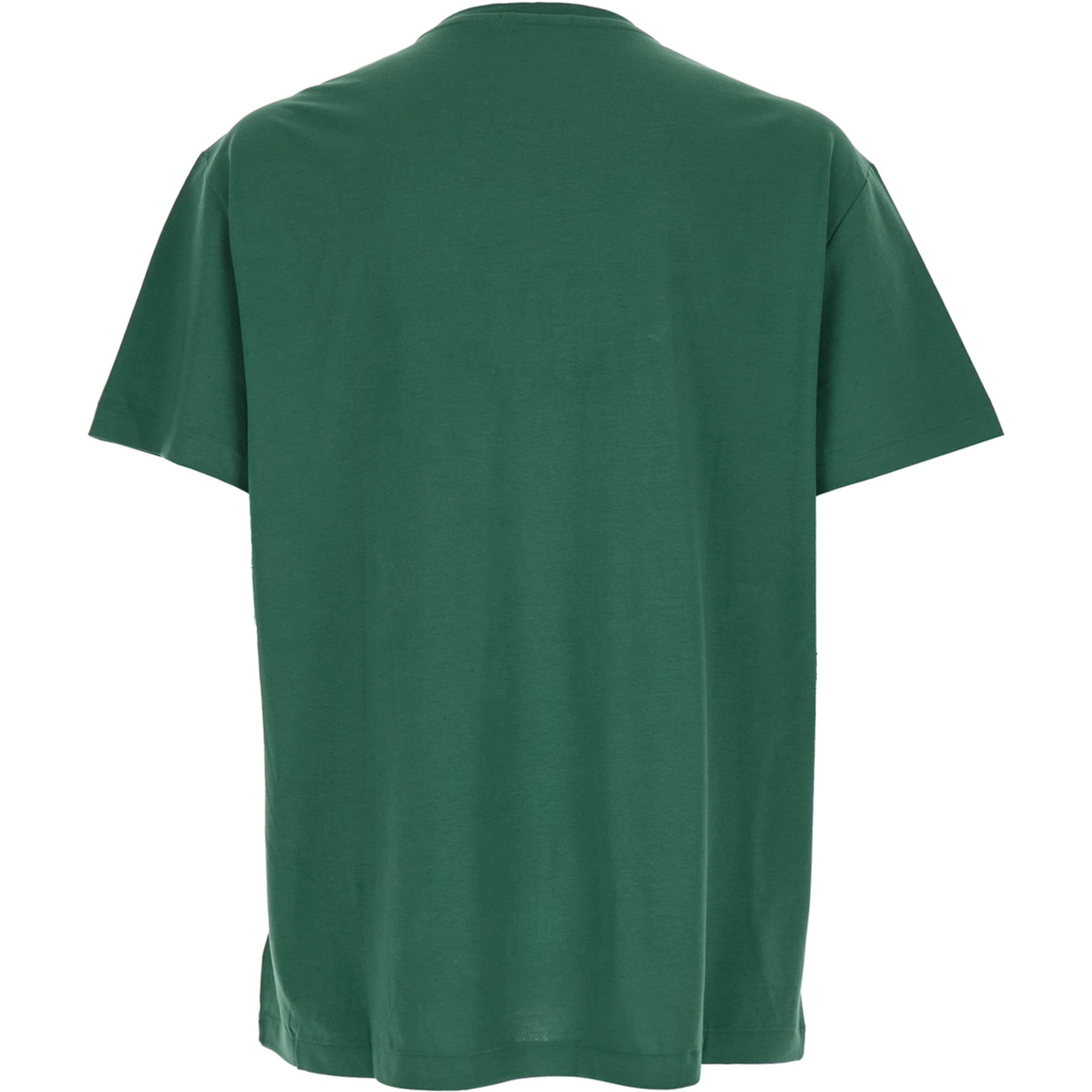 Green Crewneck T-Shirt with Logo Lettering on the Fornt and Pony Embroidery on the Front in Cotton Man