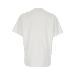 تي شيرت أبيض بشعار مطرز قطريًا من القطن الرجالي