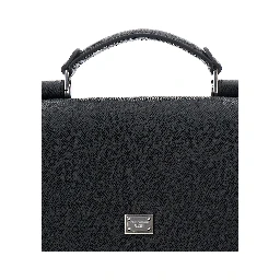 Sicily Black Crossbody Bag with Adjustable and Removable Shoulder Strap and Logo Plaque on the Front in Leather Man