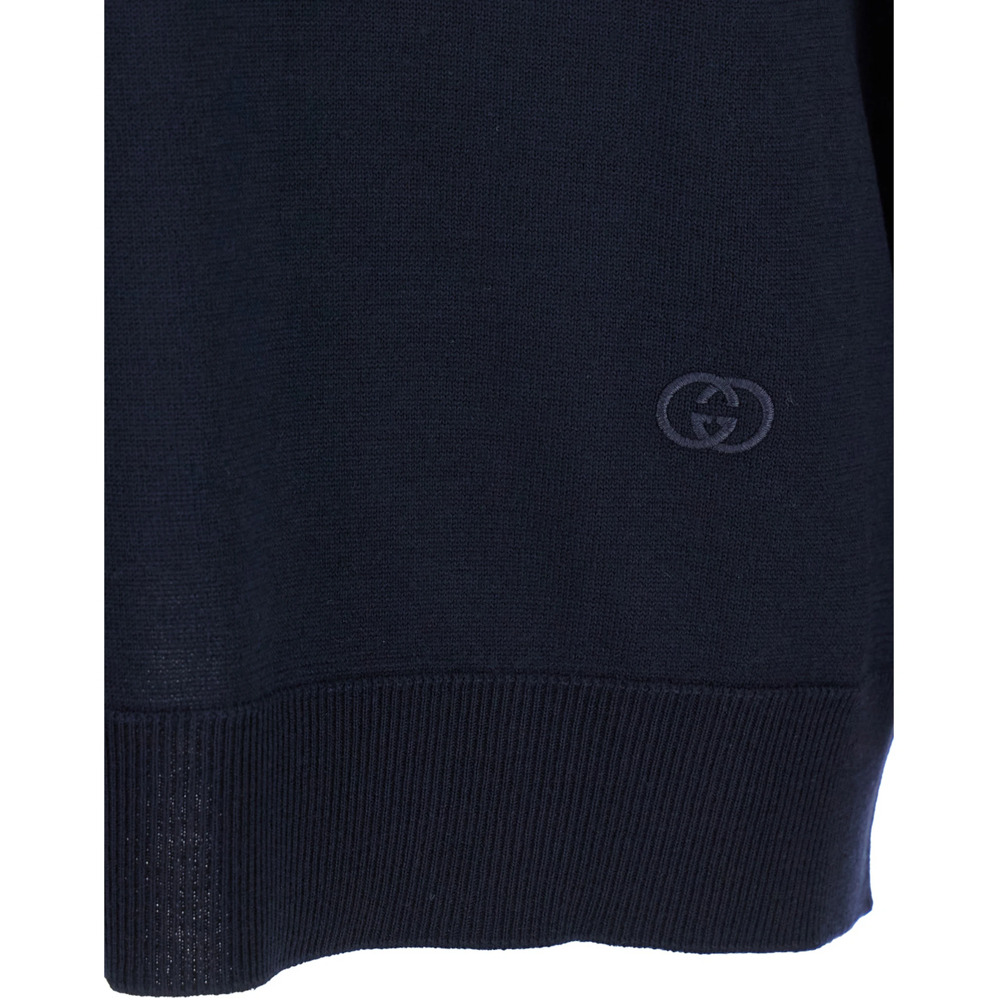 Blue Polo Collar Sweater with GG Logo on the Front in Wool Woman