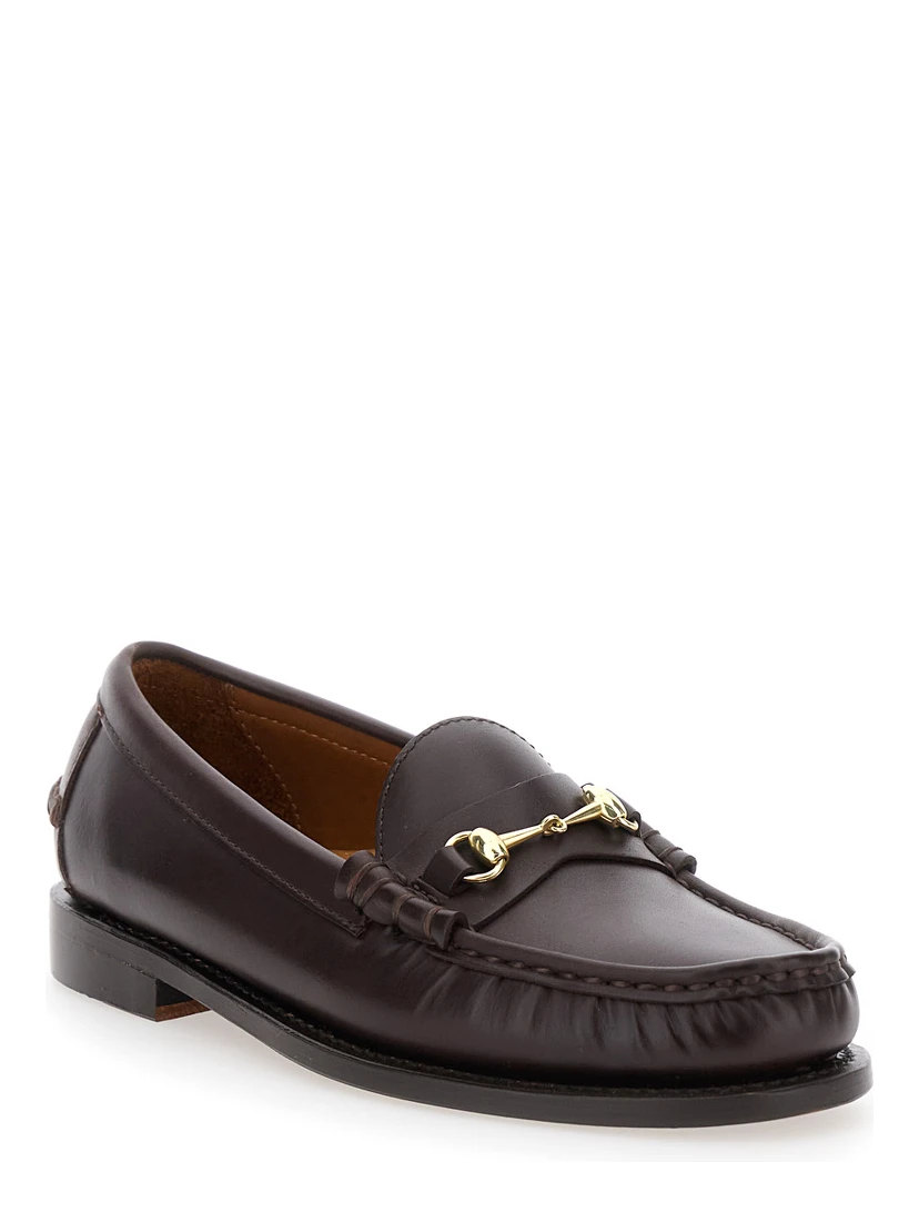 Joe Modena Bordeaux Pull-On Loafers with Horsebit Detail in Leather Woman