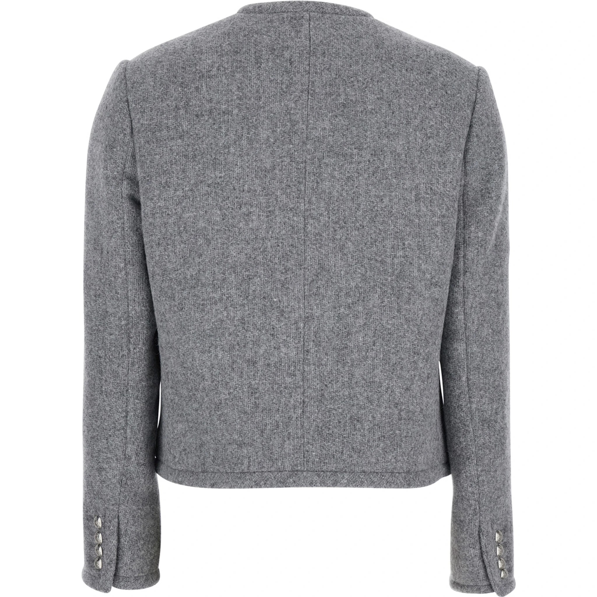 Grey Jacket with Button Closure and Front Pockets in Tweed Woman