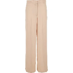 Pink Pants with Hidden Front Closure and Side Pockets in Viscose Woman