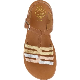 Plagette New Salome Brown Open Toe Sandals with Band Details in Leather Girl