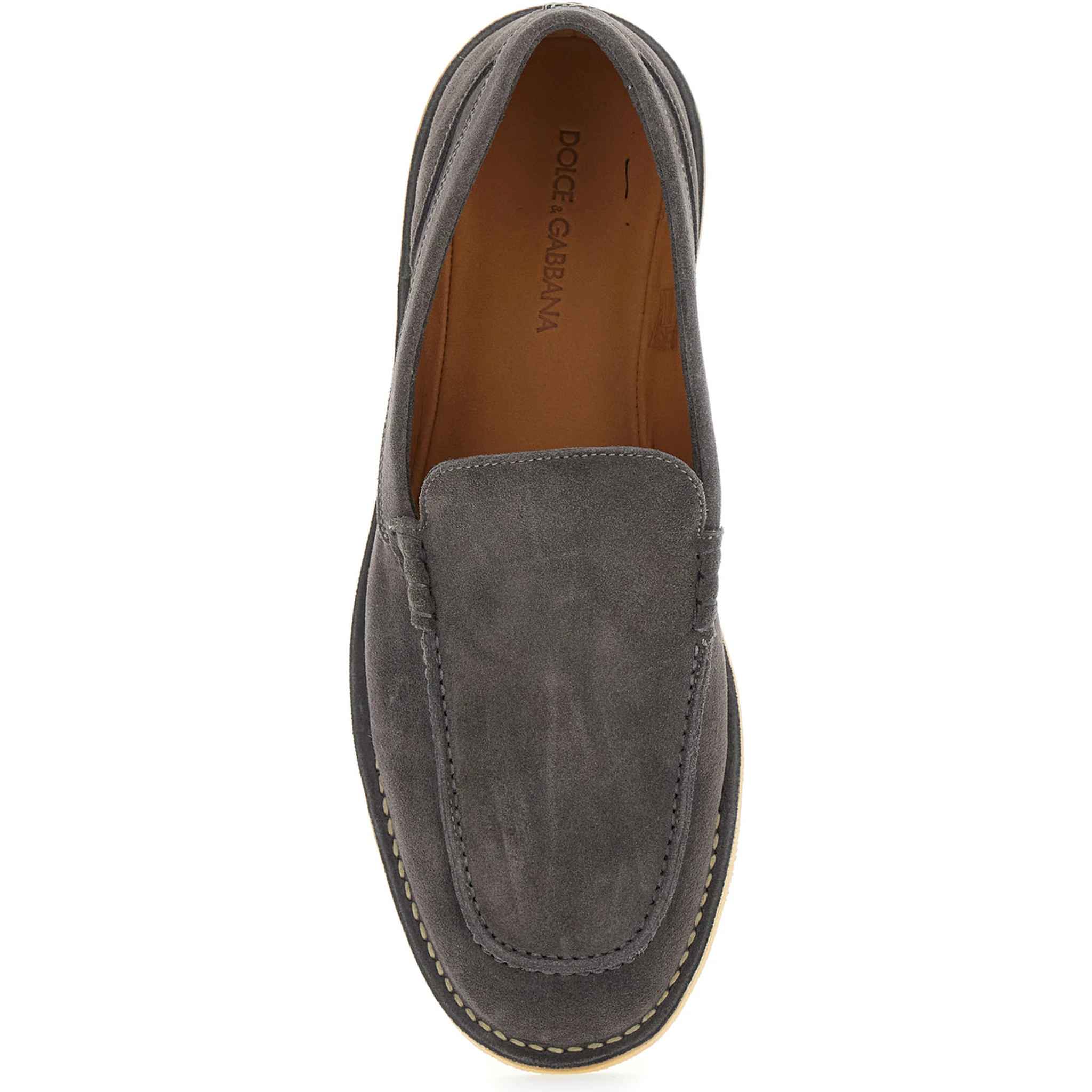 New Florio Ideal Grey Loafers with DG Detail in Suede Man