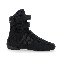 حذاء رياضي أسود من راسانت، مزود بحزام للإغلاق وشعار جانبي، مصنوع من قماش تقني، للنساء