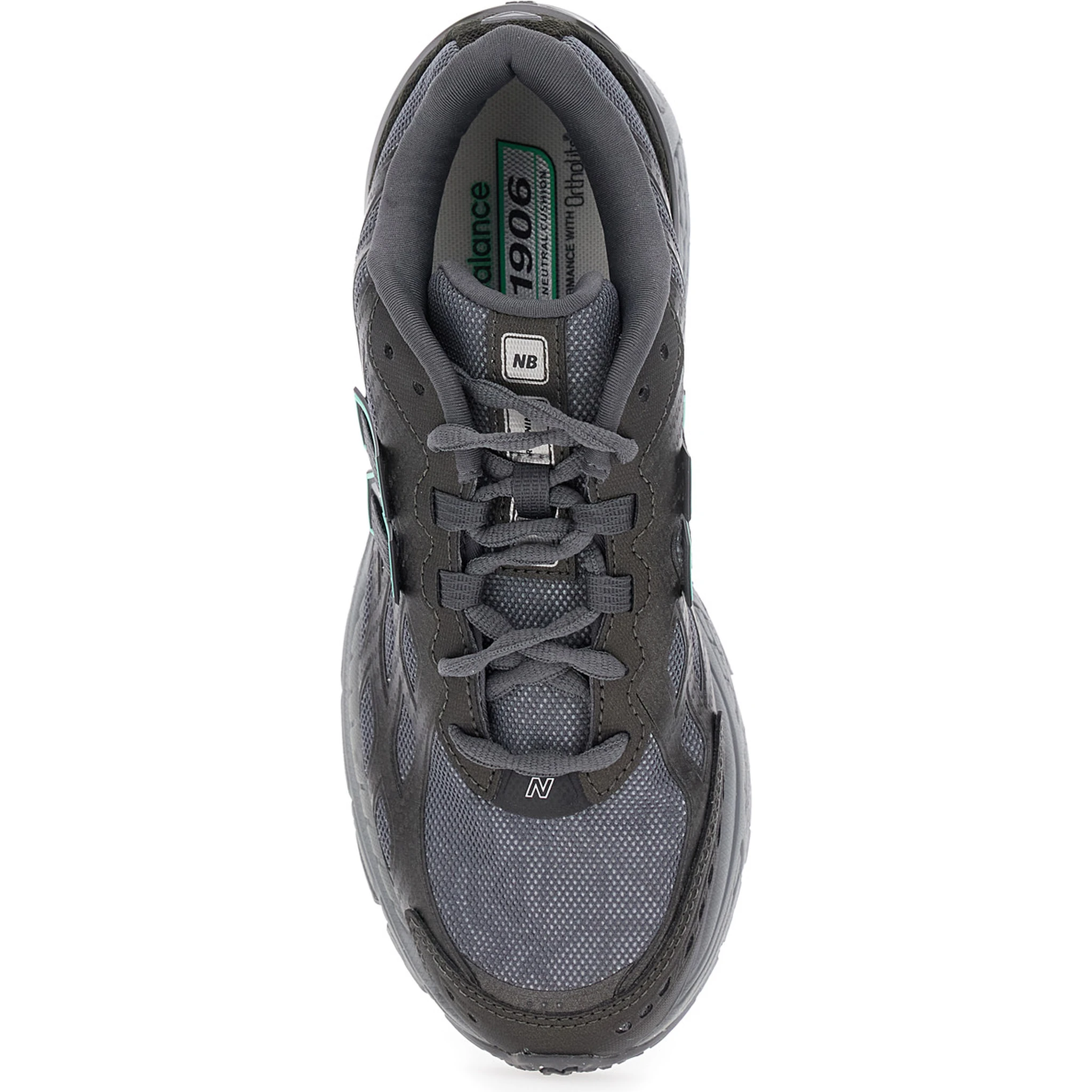 1906R Grey Sneaker with Mesh Design and Side Logo in Synthetic Fiber Unisex