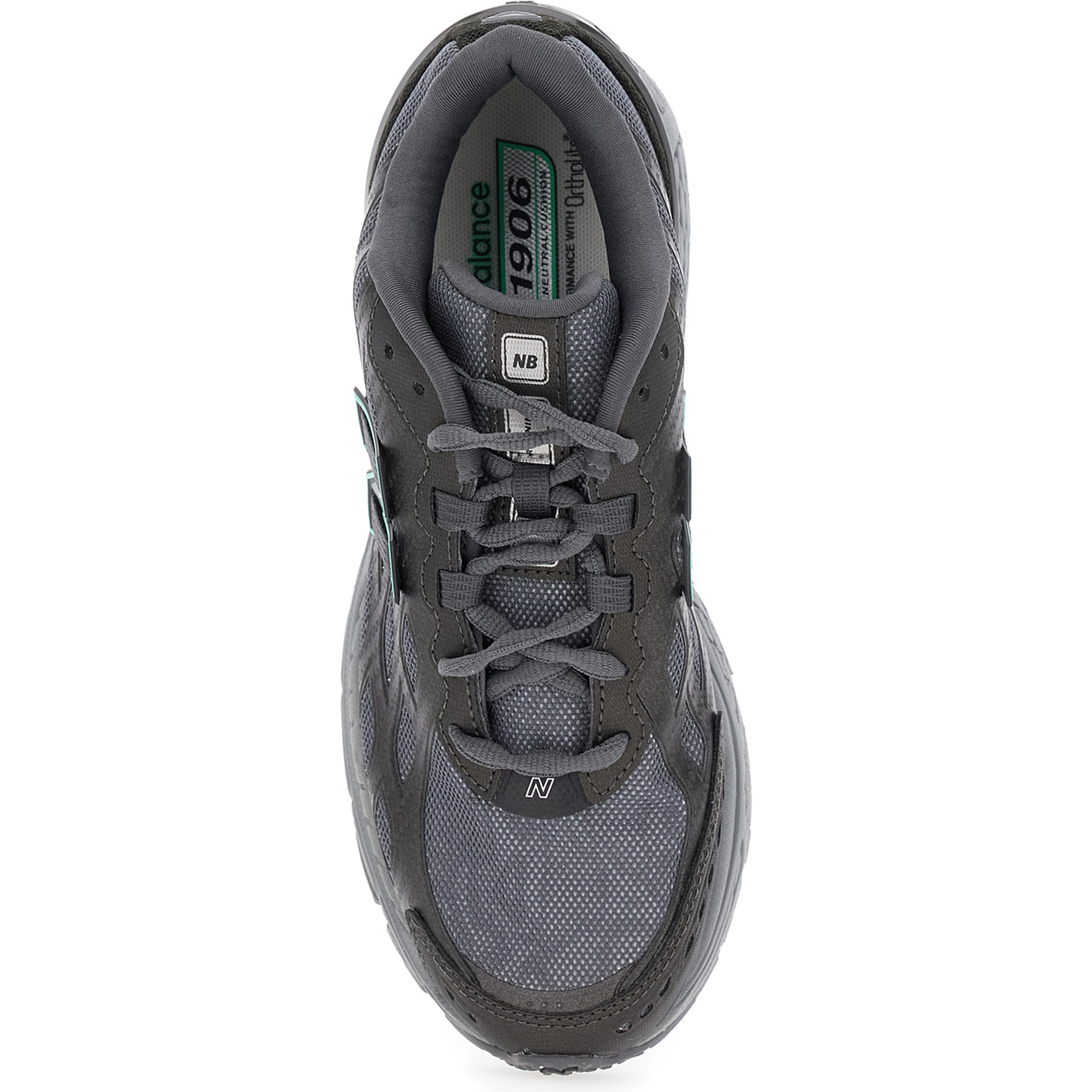 1906R Grey Sneaker with Mesh Design and Side Logo in Synthetic Fiber Unisex