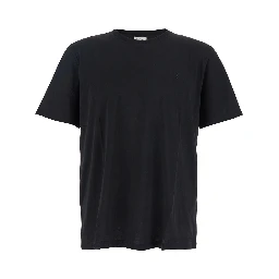 Black Crewneck T-Shirt with Cassandre Embroidery in Cotton Man