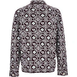 Bordeaux Shirt with Classic Collar and All-Over Monogram in Cotton Man