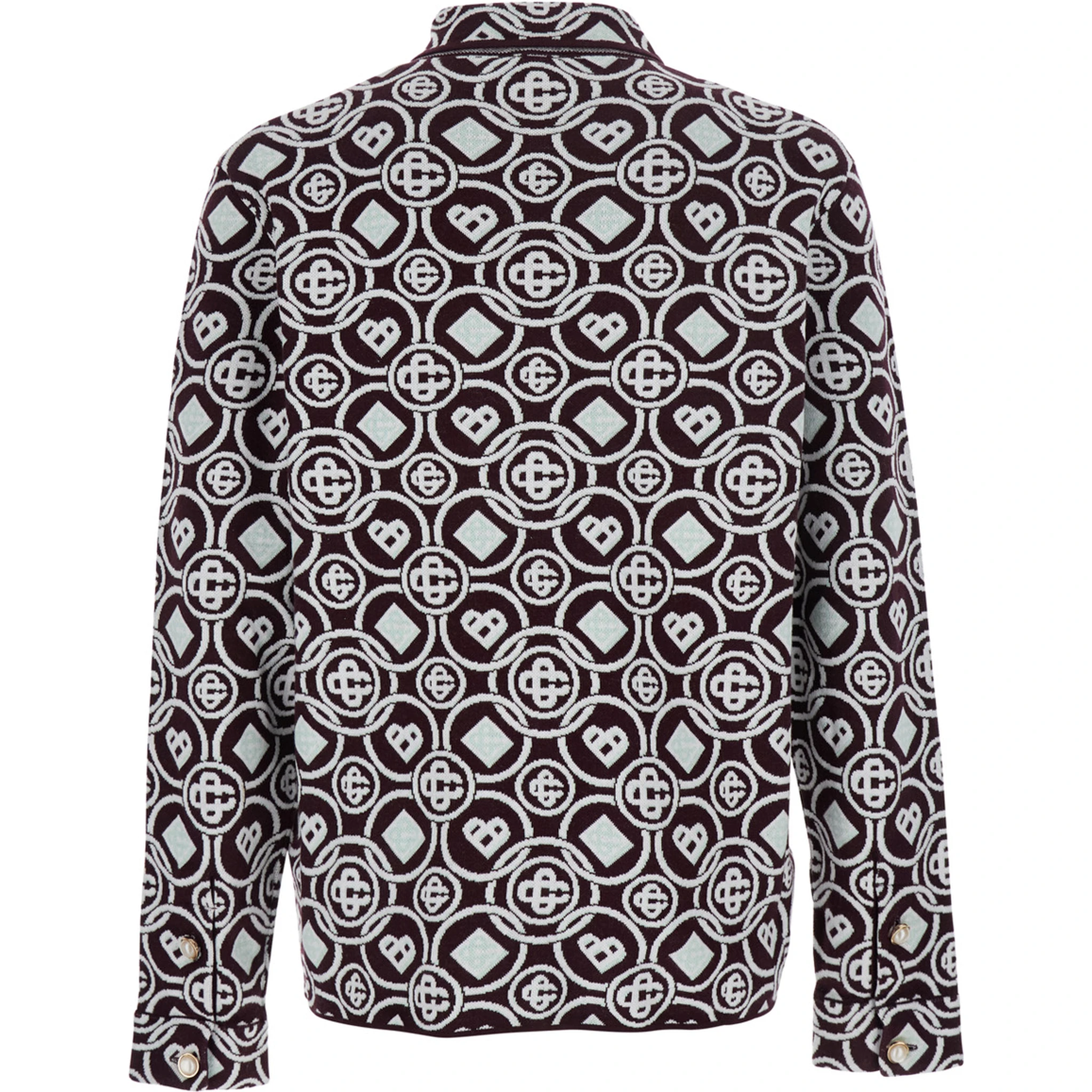 Bordeaux Shirt with Classic Collar and All-Over Monogram in Cotton Man