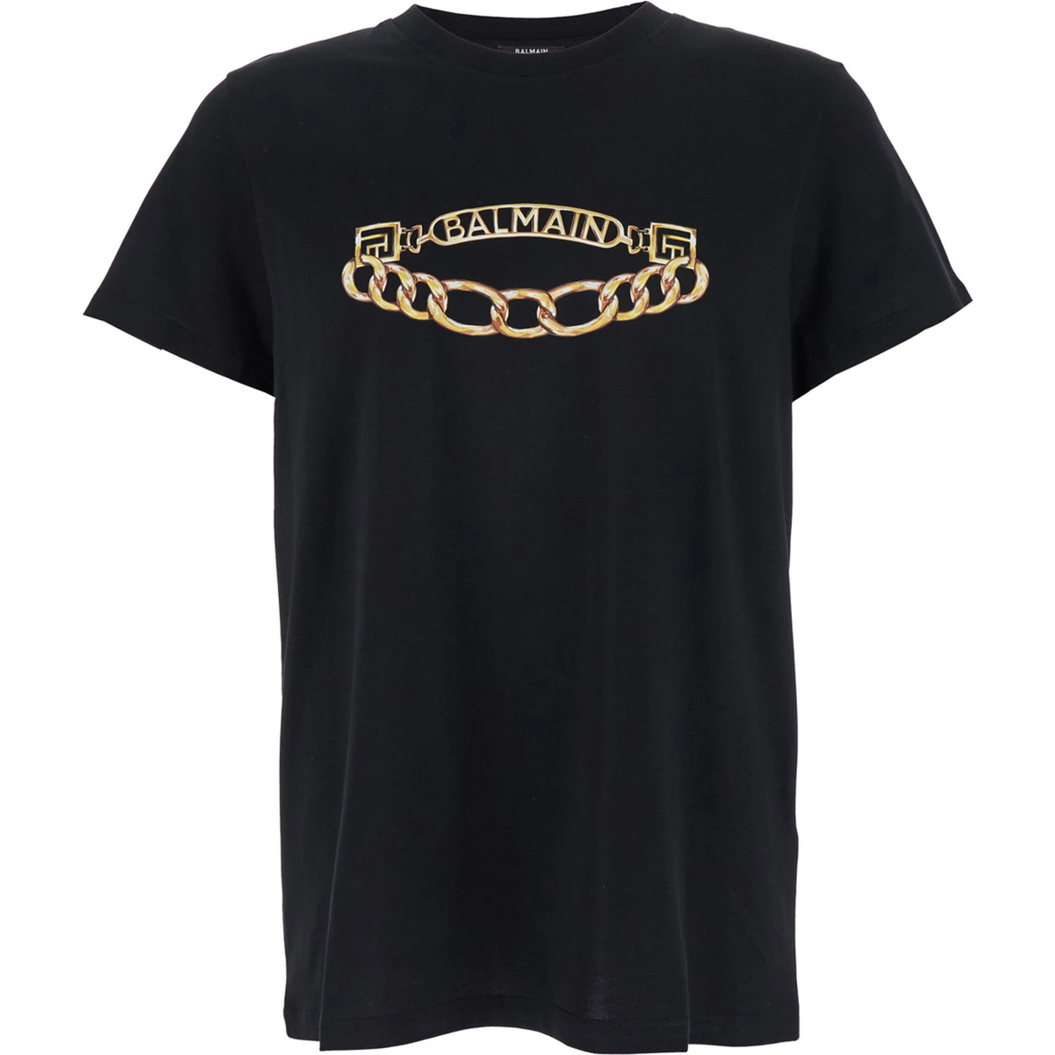 Black Crewneck T-Shirt with Logo Print on the Front in Cotton Man