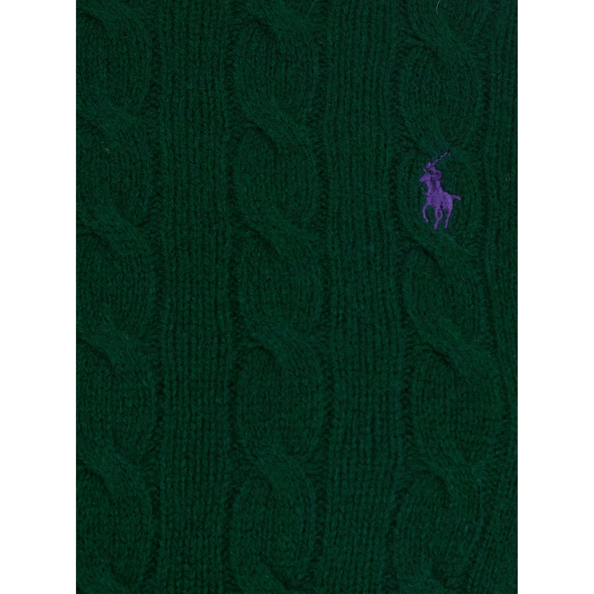 Julianna Green Sweater with Round Neck and Pony Embroidery on the Front in Wool and Cashmere Woman