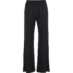 Black Pants with Elastic Waist and Side Pockets in Fabric Woman