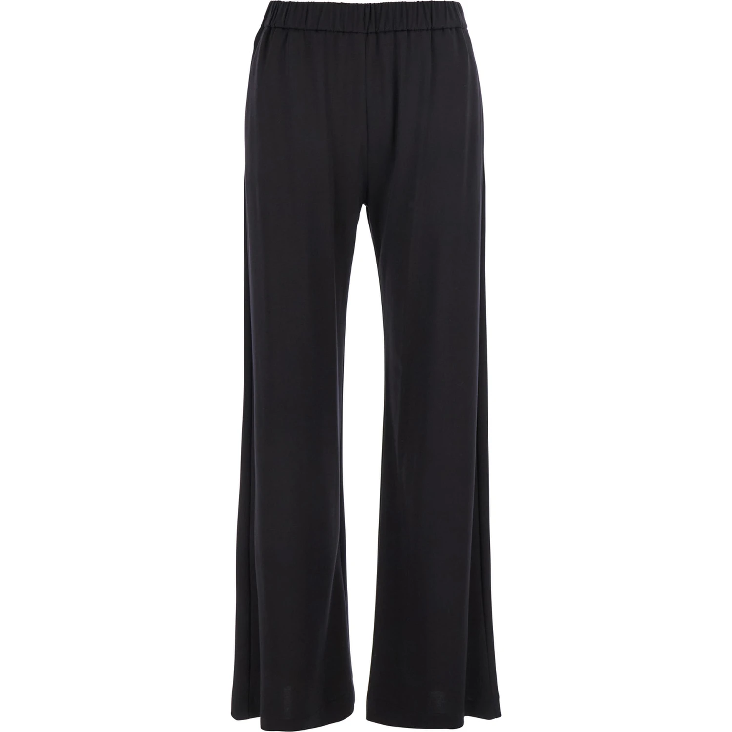 Black Pants with Elastic Waist and Side Pockets in Fabric Woman