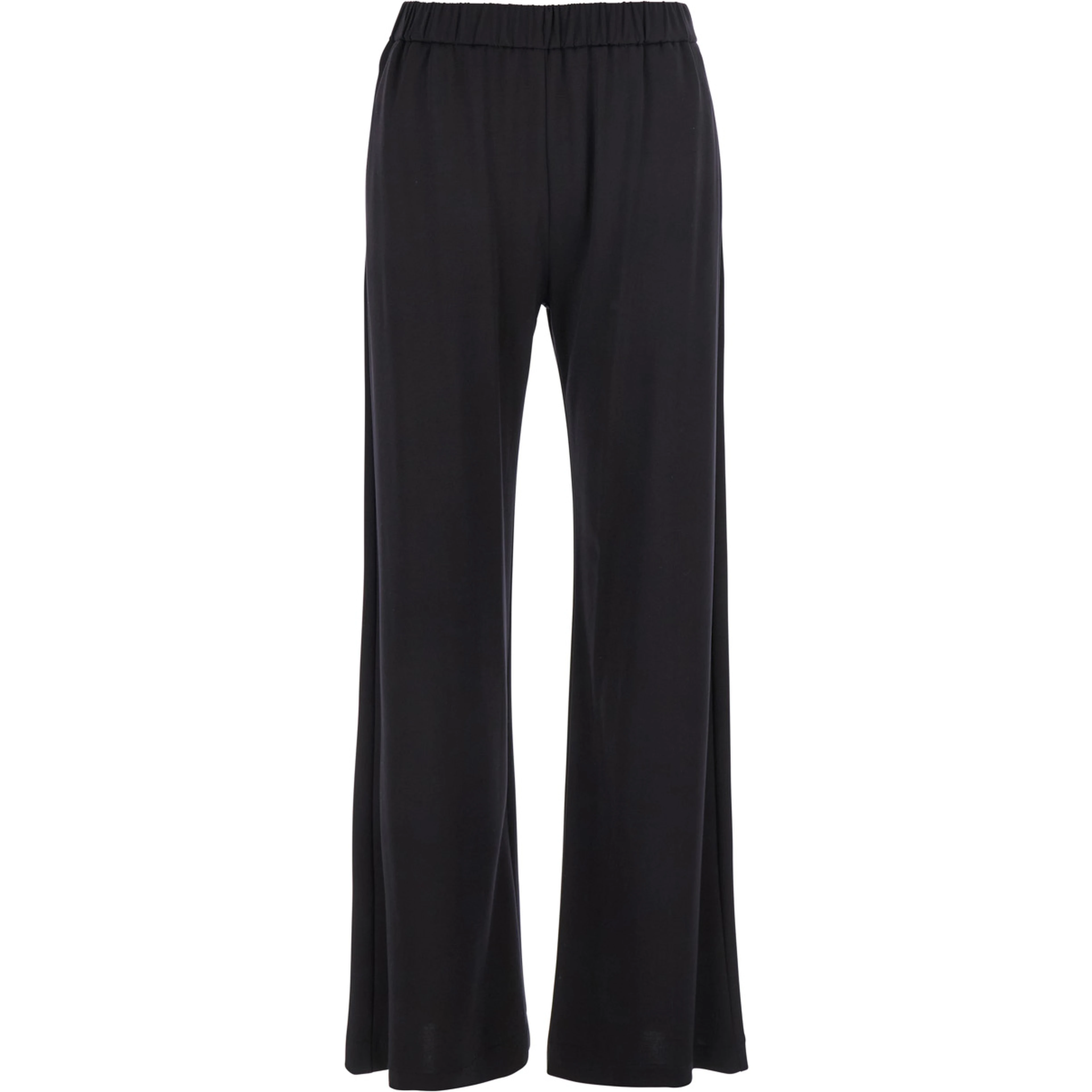 Black Pants with Elastic Waist and Side Pockets in Fabric Woman