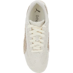 Speedcat White Sneakers with Logo Print on the Side and Logo Lettering on the Side in Suede Unisex