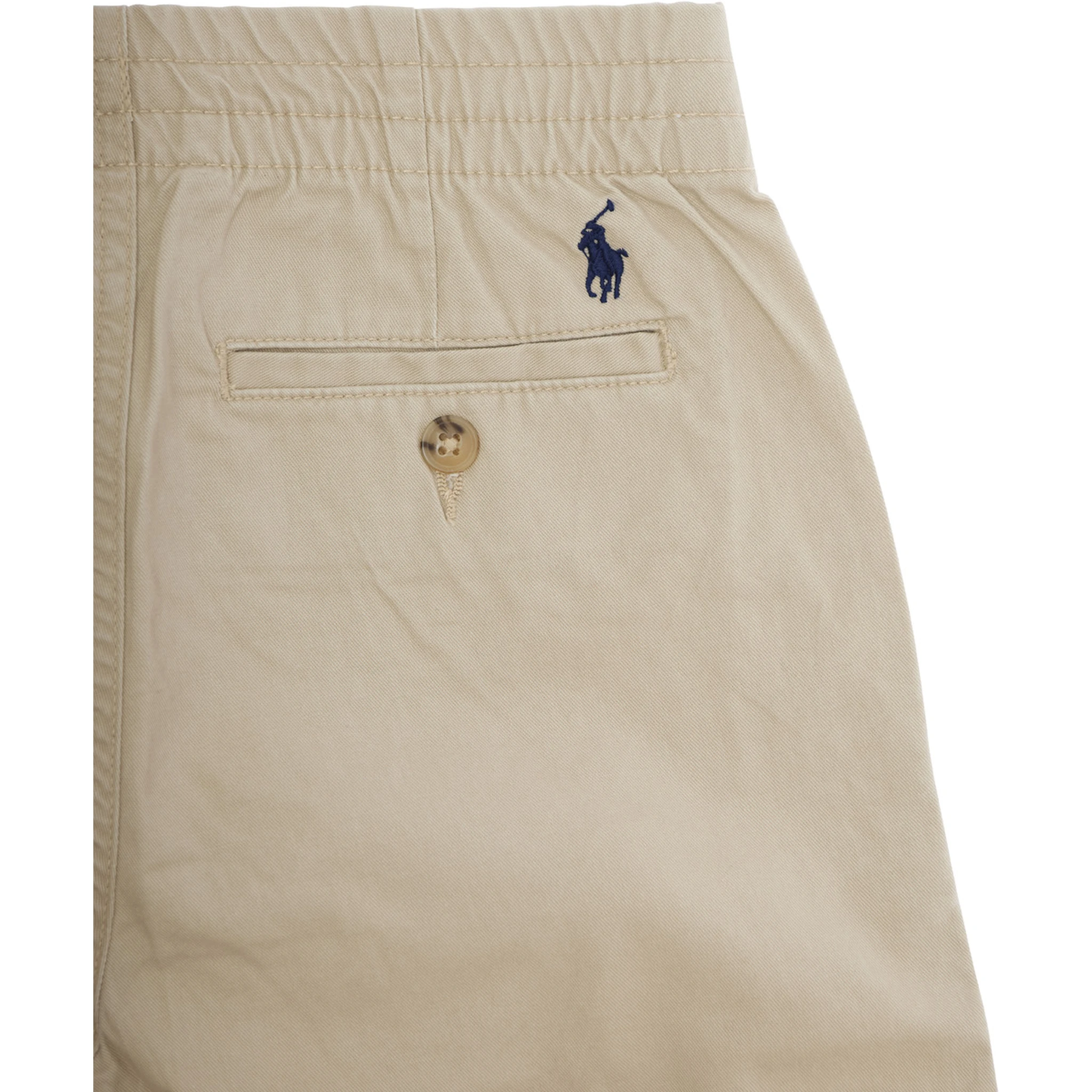 Beige Trousers with Elasticated Waist and Logo on Back in Cotton Baby
