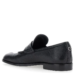 Black Loafers with Back Logo and Foot-Shaped Design in Leather Woman
